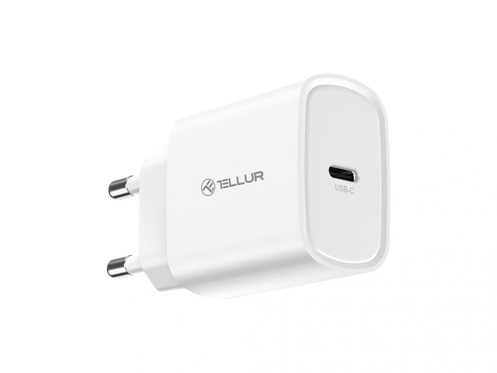 Încărcător priză ultra rapid Tellur 20W PD, USB-C, alb [2]