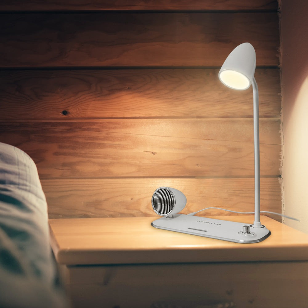 Încărcător wireless birou Tellur, 15W, Boxă Bluetooth 5W, Lampă de birou, Tellur Nostalgia, Alb [3]