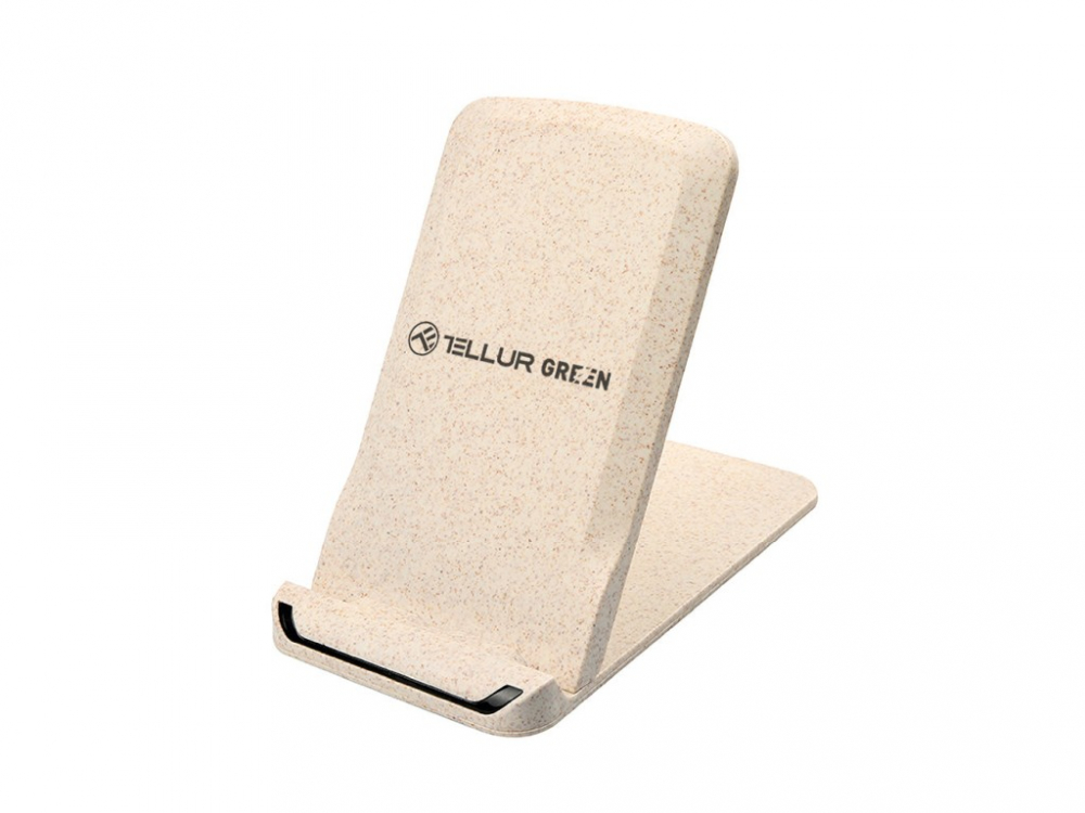 Încărcător wireless birou Tellur Green, certificat Qi, 15W, pliabil, crem [1]