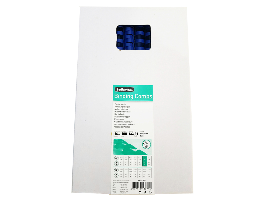 Inel plastic 16mm albastru pt 101-120 coli 100/cut fellowes [3]