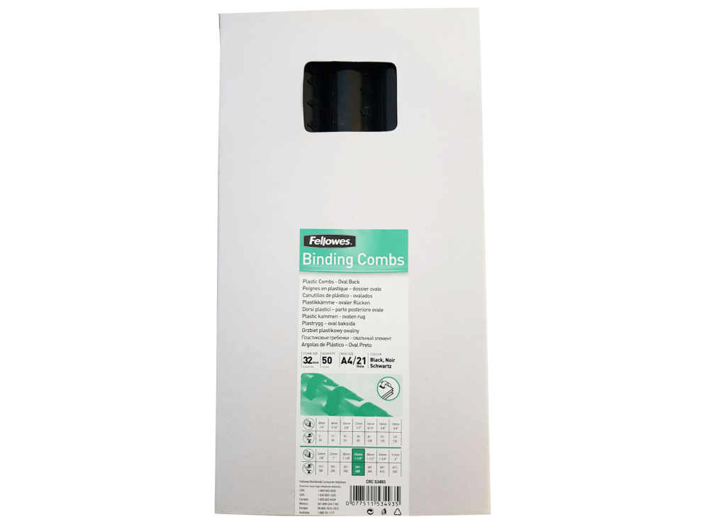 Inel plastic 32mm negru pt 241-280 coli 50/cut fellowes [3]