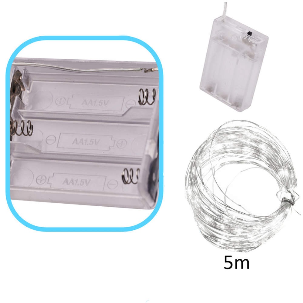Instalatie Luminoasa LED pe Fir 5M 50 LED Alb Rece cu Baterii [5]