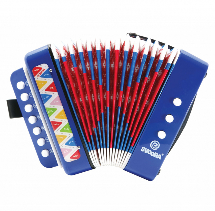Instrument muzical acordeon albastru, cu 14 note, pentru copii, varsta 3 - 6, 6 - 9 ani, Baiat, Fata [1]