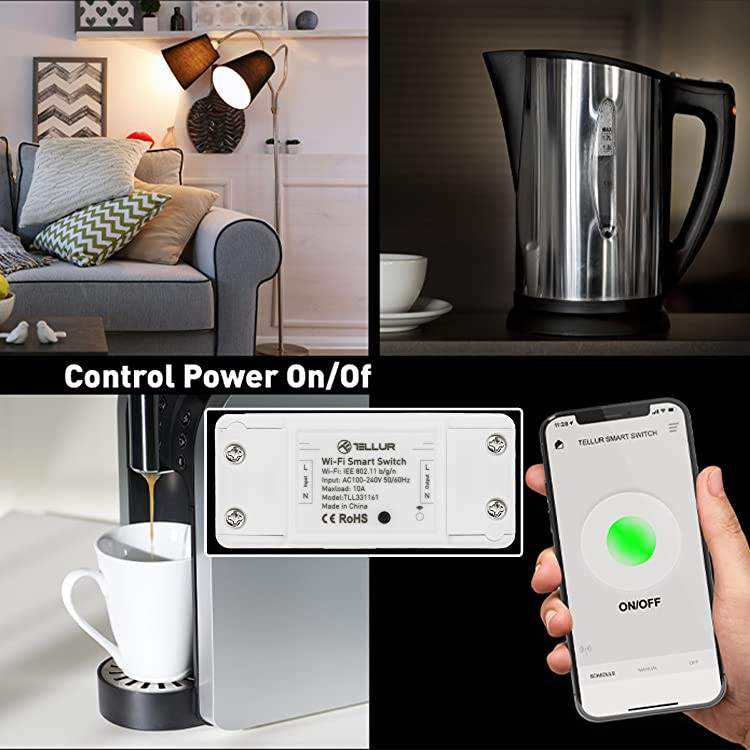 Întrerupător WiFi Tellur, de linie, 2200W, Alb [6]
