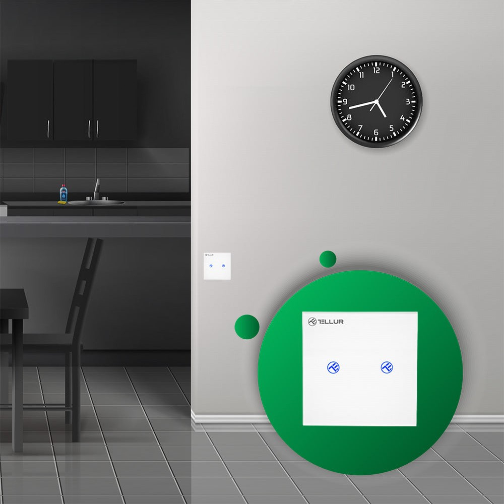 Întrerupător WiFi Tellur Smart, SS2N, 2 porturi, 1800W, 10A [3]