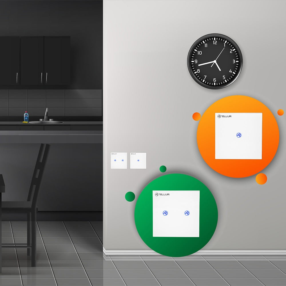 Întrerupător WiFi Tellur Smart, SS2N, 2 porturi, 1800W, 10A [6]