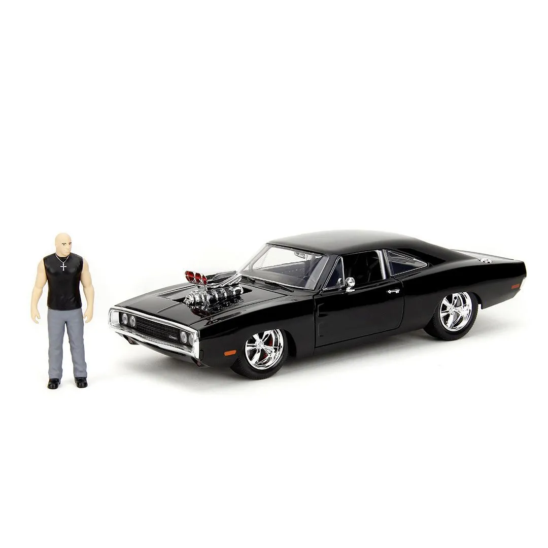 Jada fast and furious set figurina dom si masinuta metalica dodge charger 1970 scara 1 la 24 [2]