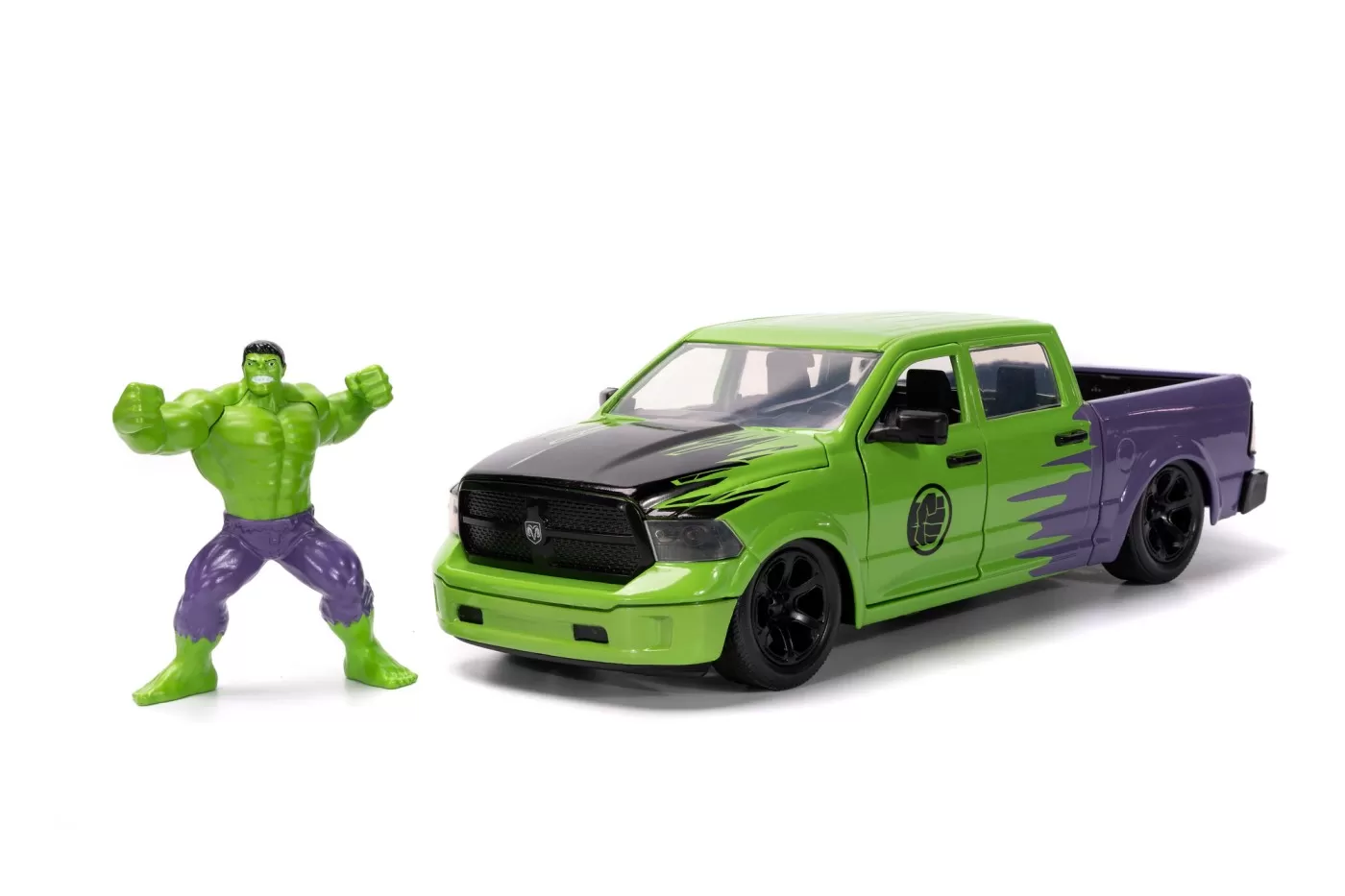 Jada marvel set figurina hulk si masinuta metalica ram 1500 2014 scara 1:24 [2]