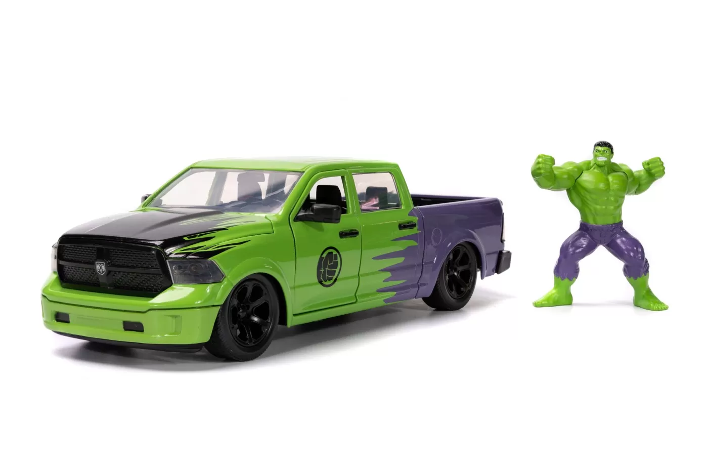Jada marvel set figurina hulk si masinuta metalica ram 1500 2014 scara 1:24 [3]