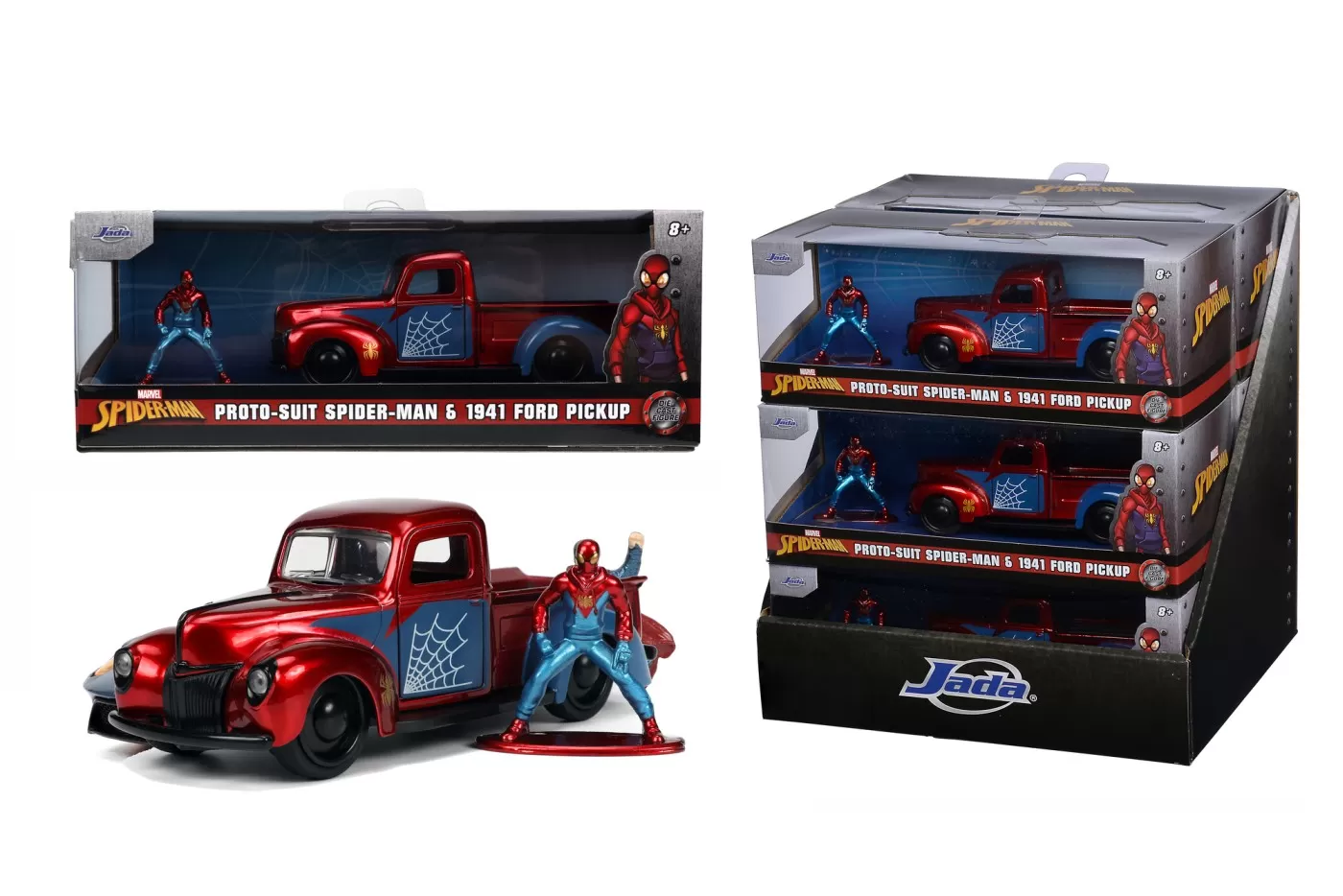 Jada marvel set masinuta metalica ford pick up scara 1:32 si figurina metalica spider man [1]
