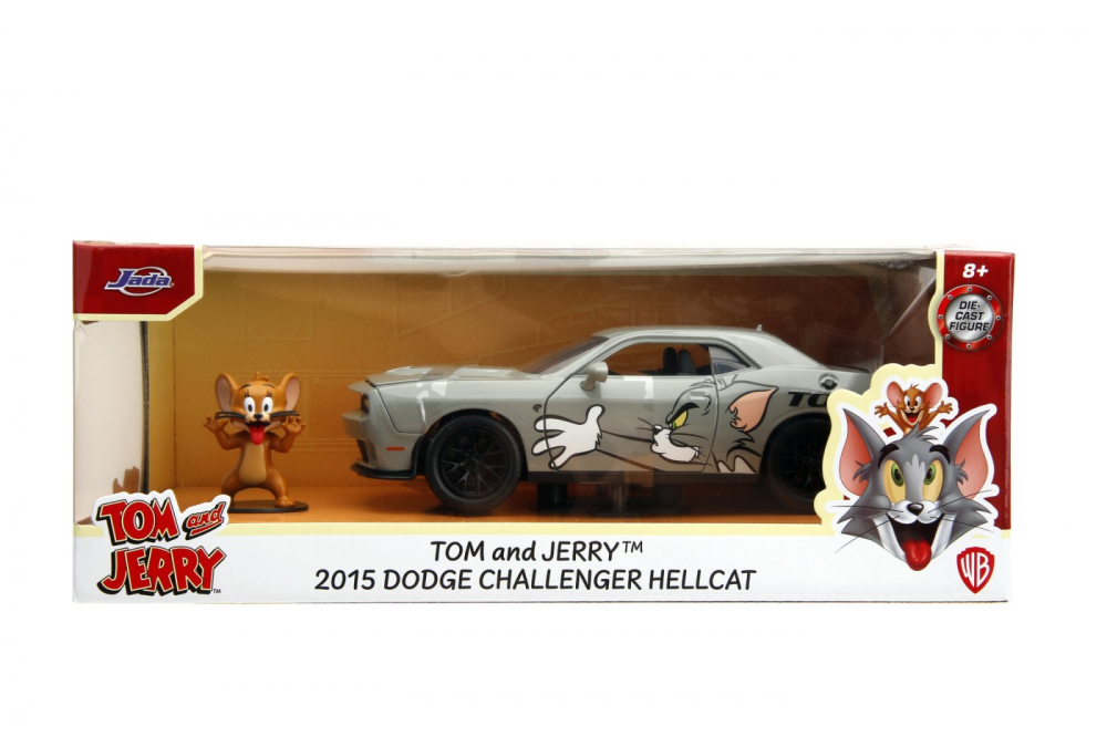 Jada masina metalica dodge challenger hellcat scara 1 la 24 si figurina jerry [1]