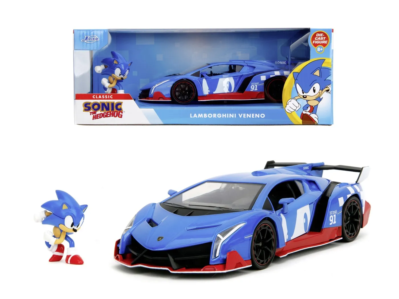 Jada set figurina ariciul sonic si masinuta metalica sonic lamborghini veneno scara 1 la 24 [6]
