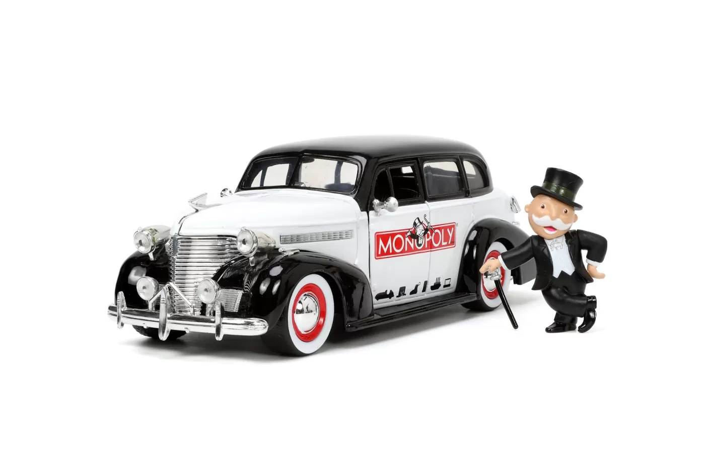 Jada set masinuta metalica chevrolet master deluxe 1939 scara 1:24 si figurina mr monopoly [2]