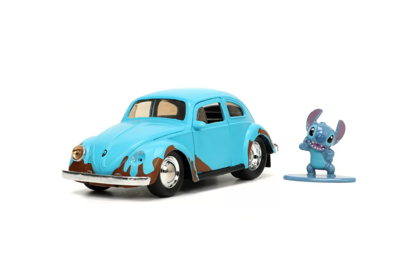 Jada set masinuta metalica volkswagen bettle scara 1:32 si figurina metalica stitch [3]
