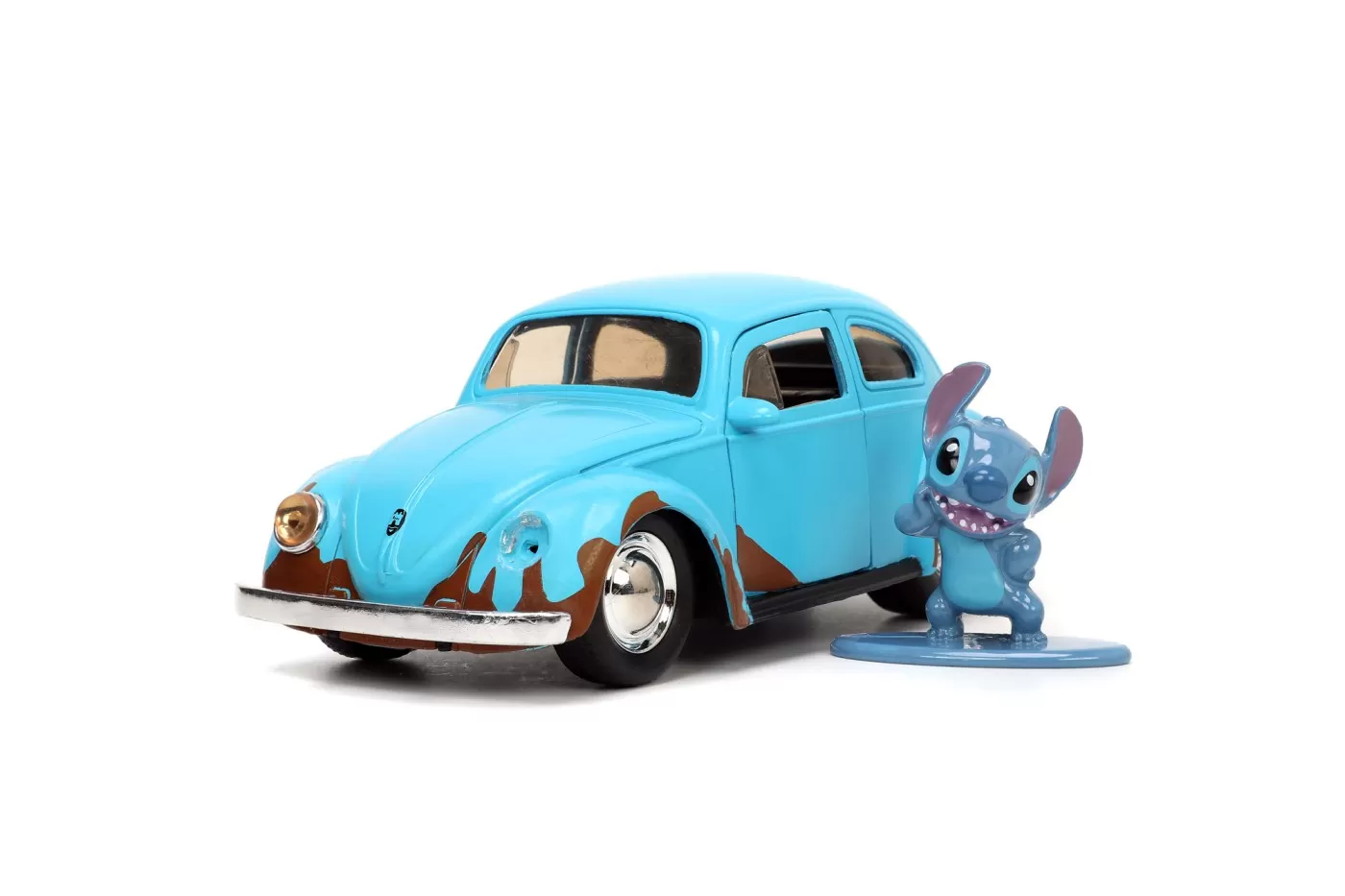 Jada set masinuta metalica volkswagen bettle scara 1:32 si figurina metalica stitch [2]