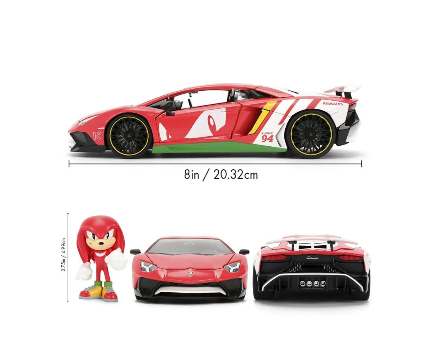 Jada sonic ariciul set figurina sonic si masinuta metalica lamborghini aventador sv scara 1 la 24 [4]