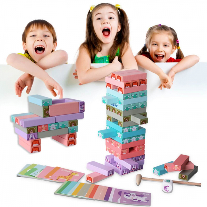 Joc Turnul instabil din lemn Jenga cu animale - micostore.ro [2]