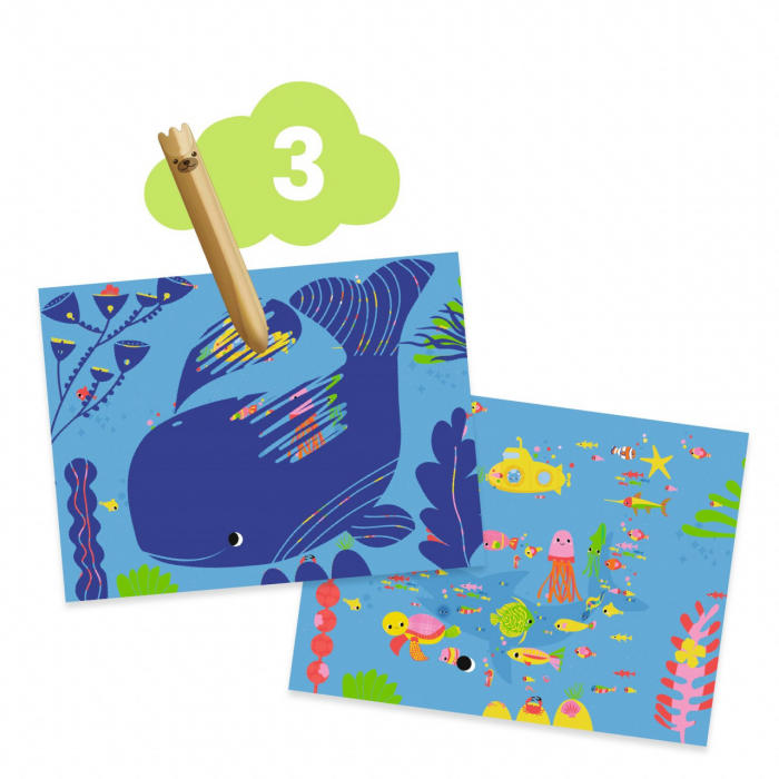 Soricelul si prietenii sai, Joc creativ 6 activitati de colaj, colorat, razuit, Djeco, varsta 1 - 3 ani, Baiat [4]