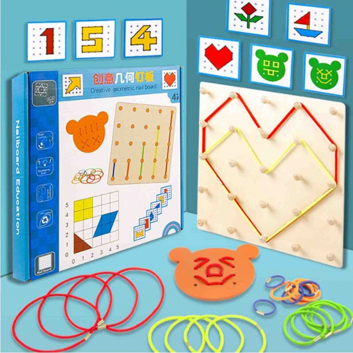 Joc creativ cu elastice, Geoboard, 4 ani+, colorat - Micostore.ro [5]