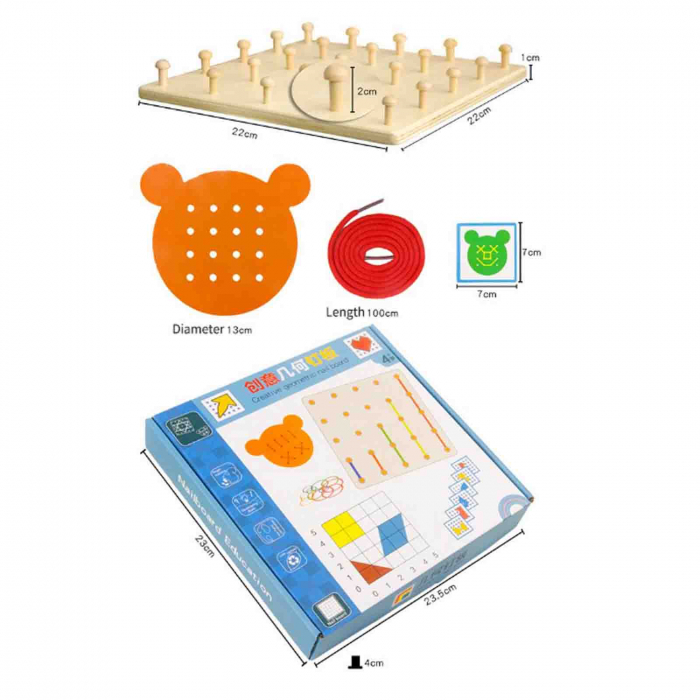 Joc creativ cu elastice, Geoboard, 4 ani+, colorat - Micostore.ro [3]