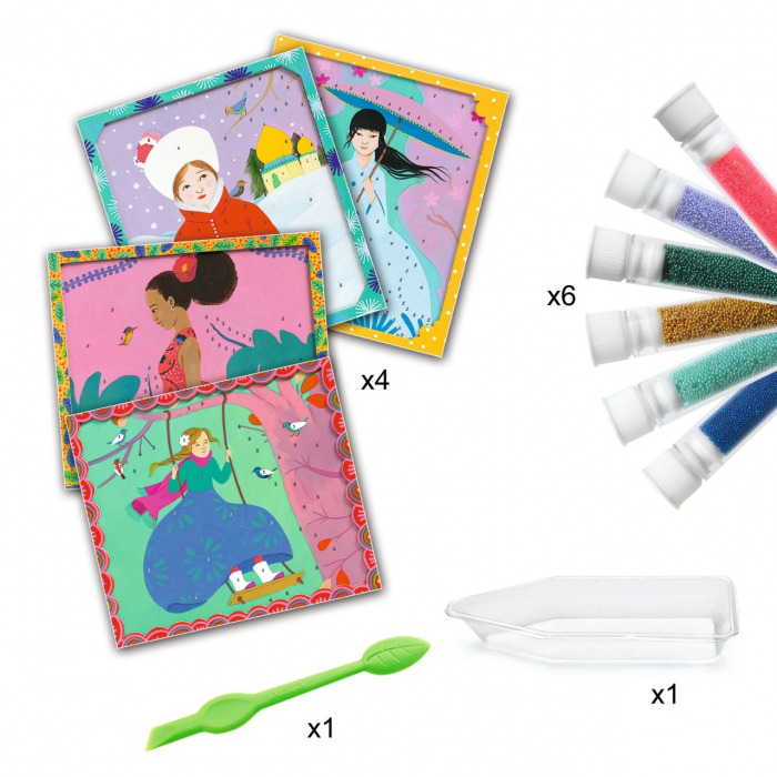 Joc creativ cu nisip microperle in jurul lumii, pentru copii cu varsta peste 7 ani, Djeco, varsta 6 - 9, 9+ ani, Fata [2]