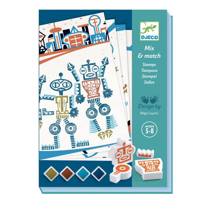 Joc creativ cu stampile Roboti extraterestri, Djeco, varsta 3 - 6, 6 - 9 ani, Baiat, Fata [1]