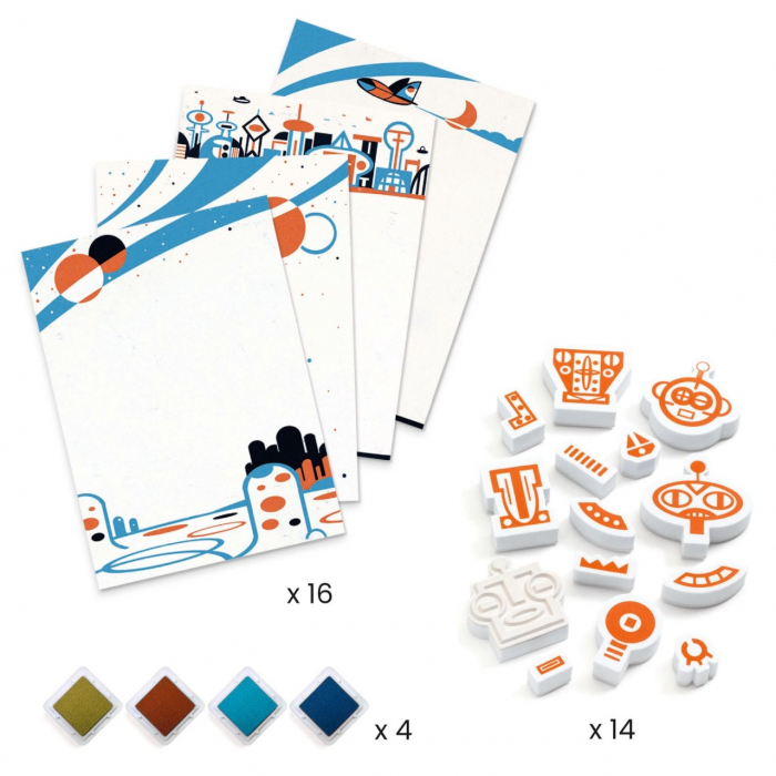 Joc creativ cu stampile Roboti extraterestri, Djeco, varsta 3 - 6, 6 - 9 ani, Baiat, Fata [2]
