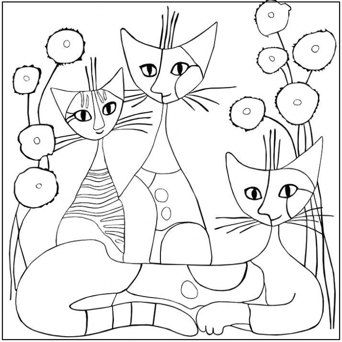 Set 4 planse de colorat, Pisici, Joc creativ de desenat, varsta 9+ ani, Adult, Baiat, Fata [5]