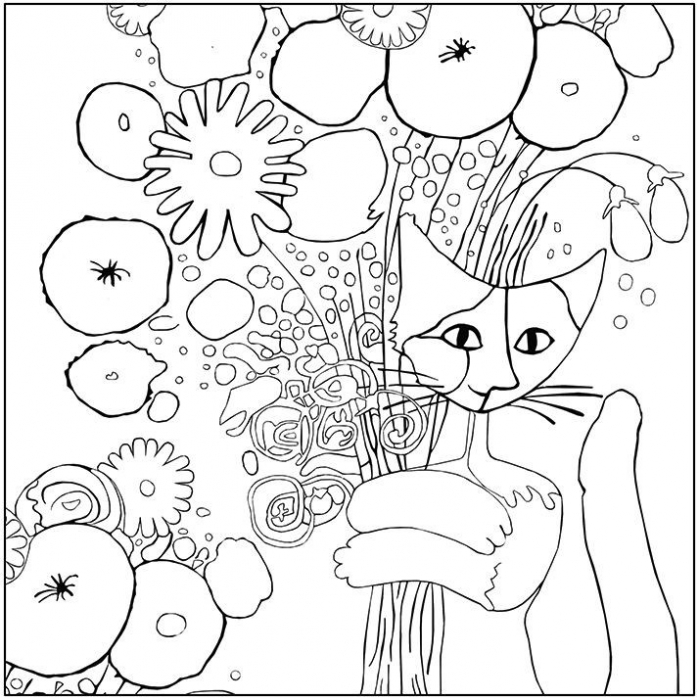Set 4 planse de colorat, Pisici, Joc creativ de desenat, varsta 9+ ani, Adult, Baiat, Fata [3]