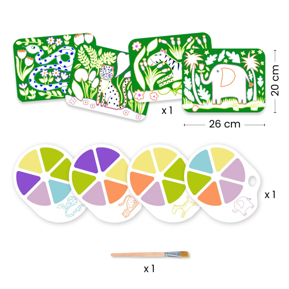 Joc creativ de pictura Animale salbatice, Djeco, varsta 3 - 6 ani, Baiat, Fata [3]