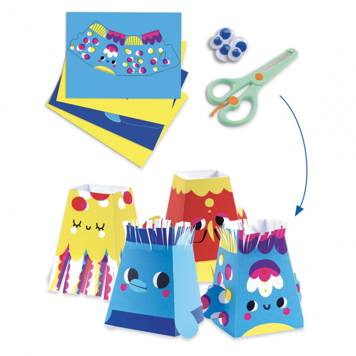 Joc creativ cu 6 activitati de colaj, colorare, mozaic, decupare, asamblare și transfer, delicii la malul marii, Djeco, varsta 3 - 6 ani, Baiat, Fata [3]