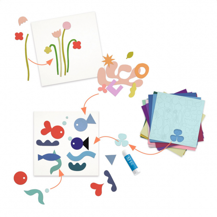 Little papers, Joc creativ cu activitati de colaj, Djeco, varsta 3 - 6 ani, Baiat, Fata [3]