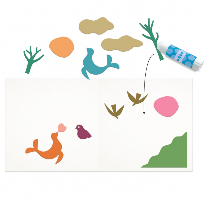Little papers, Joc creativ cu activitati de colaj, Djeco, varsta 3 - 6 ani, Baiat, Fata [5]