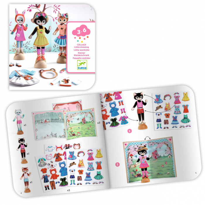 Joc creativ, Mica garderoba, Activitate de colaj, Djeco, varsta 3 - 6 ani, Baiat, Fata [4]