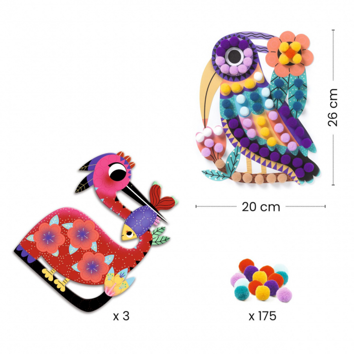 Joc creativ de decorat, Pasari cu bilute, Djeco, varsta 3 - 6 ani, Baiat, Fata [3]