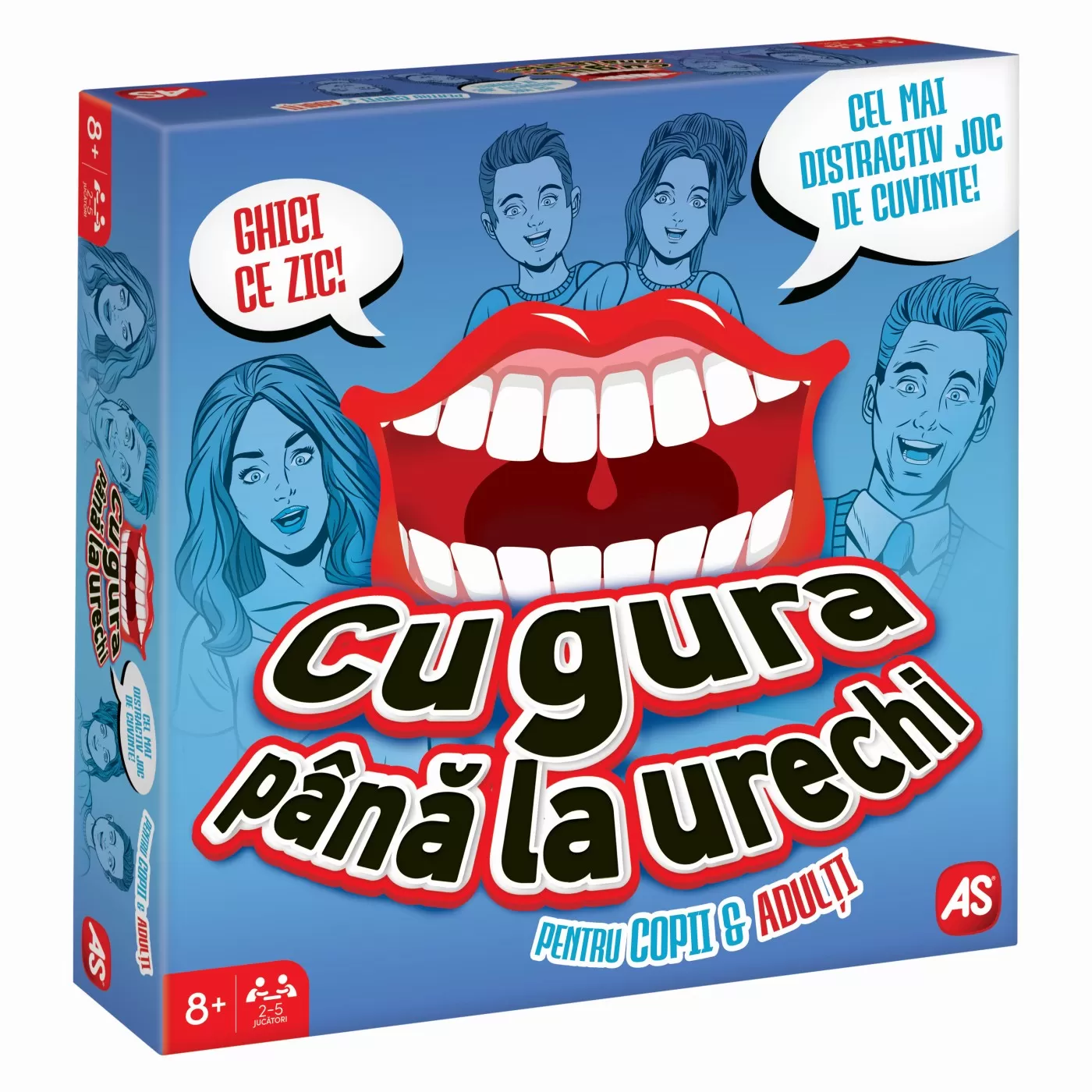 Cu gura pana la urechi, Joc pentru adulti si copii, 8 ani+, varsta de la 8 ani la +15 ani [1]
