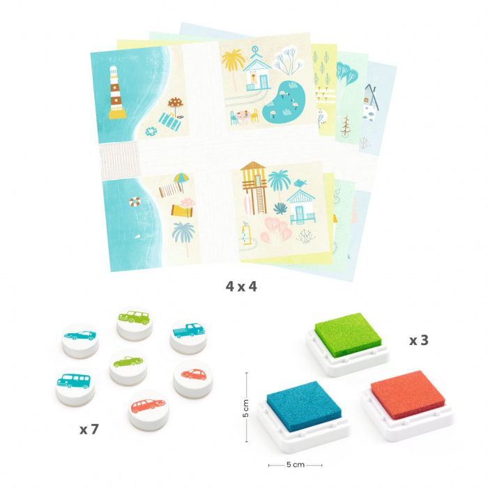 Set creativ cu stampile, Trafic, Djeco, varsta 3 - 6 ani, Baiat [3]