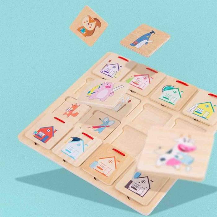 Joc de asociere si sortare, puzzle, Animale si casute, 16 piese [3]