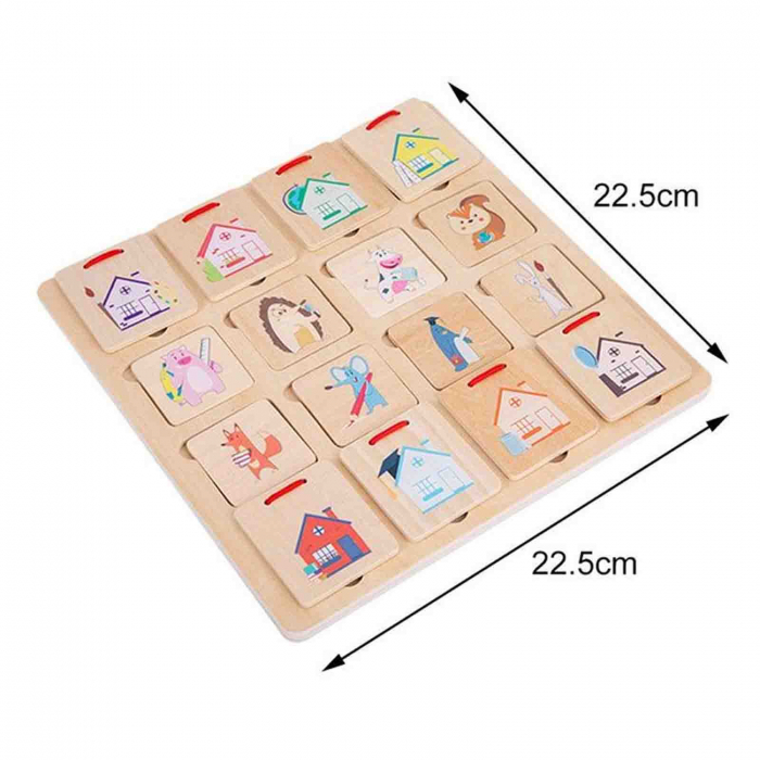 Joc de asociere si sortare, puzzle, Animale si casute, 16 piese [4]