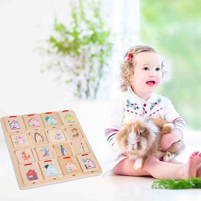 Joc de asociere si sortare, puzzle, Animale si casute, 16 piese [6]
