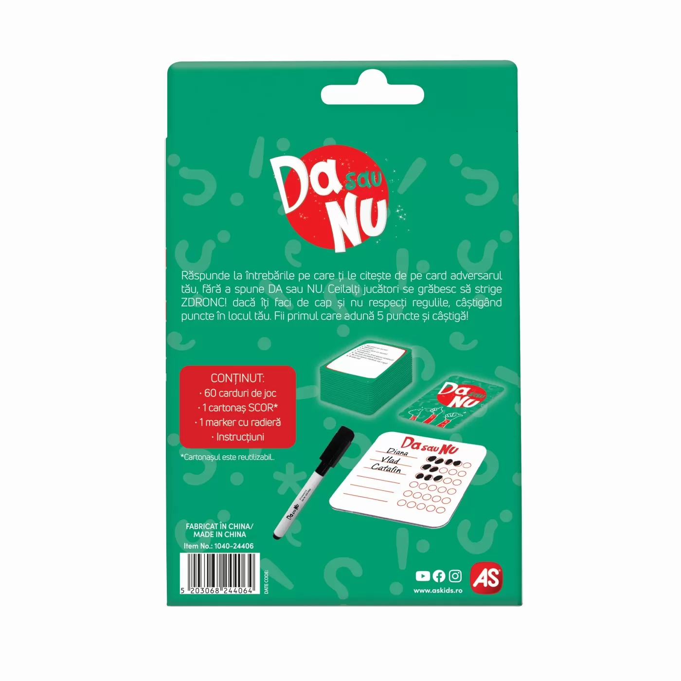 Da sau Nu, Joc de carti, varsta de la 8 ani la +15 ani [3]