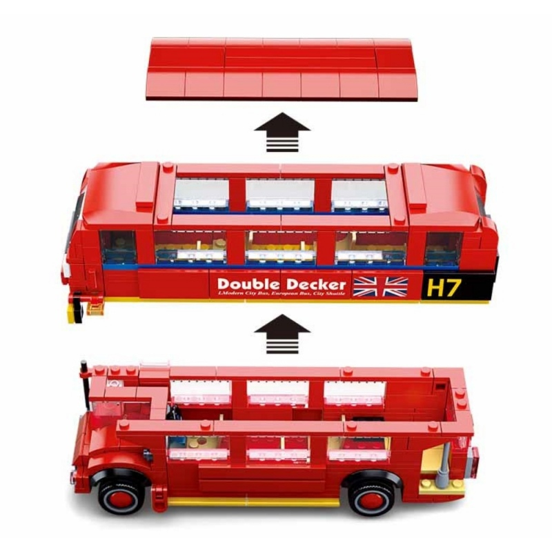 Joc de constructie Autobuz Londonez, pvc, Sluban M38-B0708, 382 piese, 42.5x33x6.7cm [4]