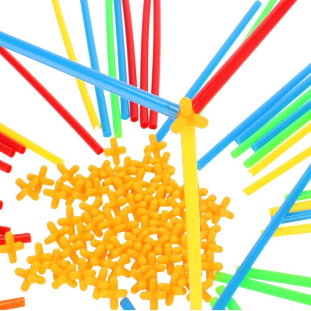 Joc de constructie cu paie, 200 bete, multicolore, interconectabile [4]