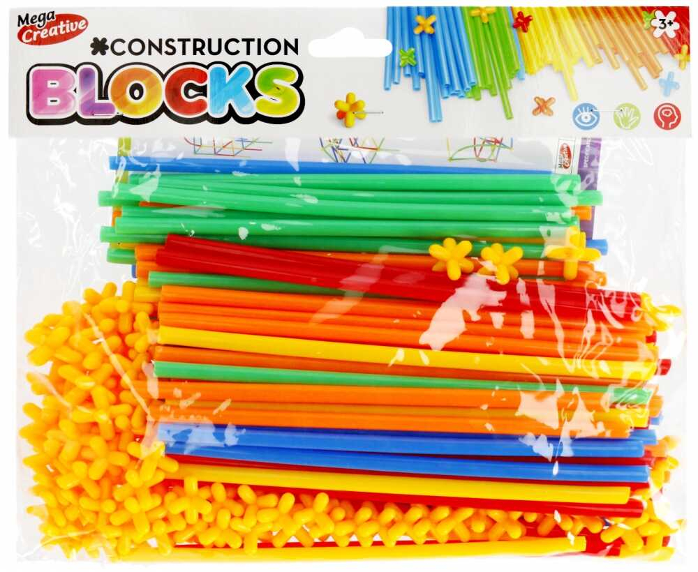 Joc de constructie cu paie, 200 bete, multicolore, interconectabile [1]