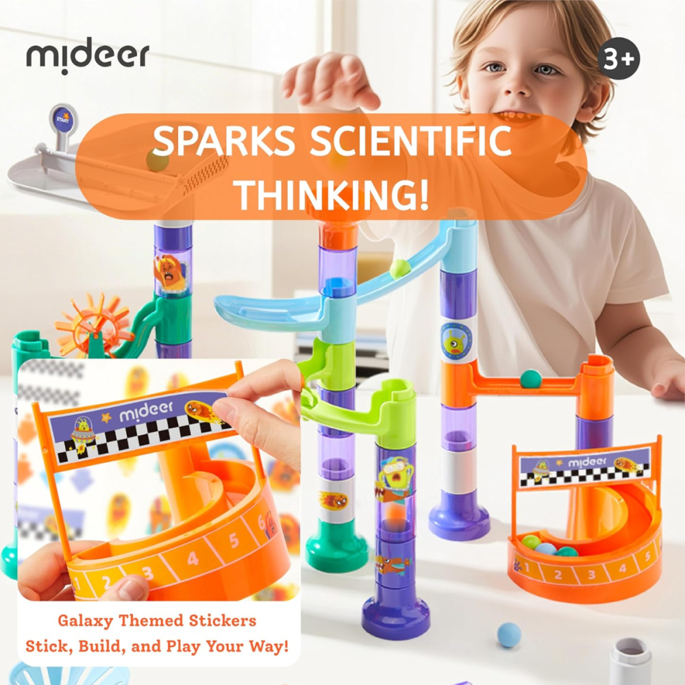 Joc de Constructie Pista pentru Bile Mideer Galaxy Marble Run - Set Educativ STEM cu 100+ Elemente [3]