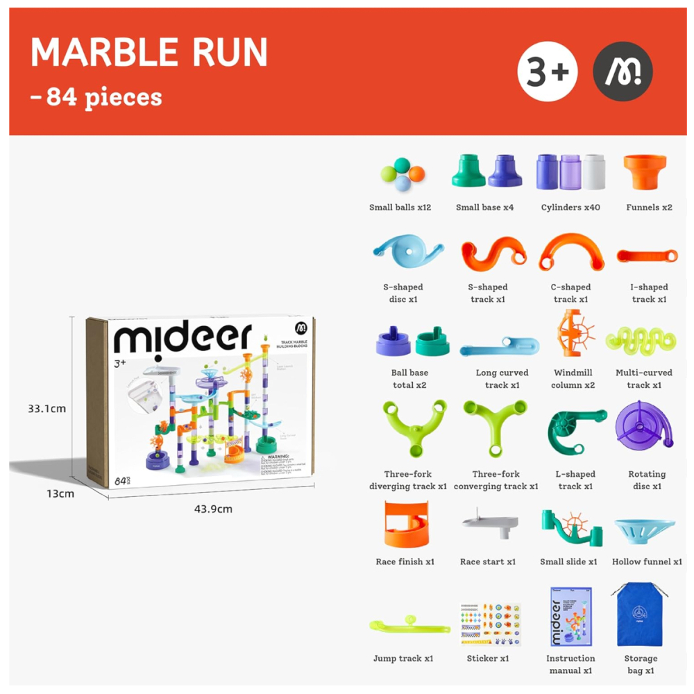 Joc de Constructie Pista pentru Bile Mideer Galaxy Marble Run - Set Educativ STEM cu 100+ Elemente [2]