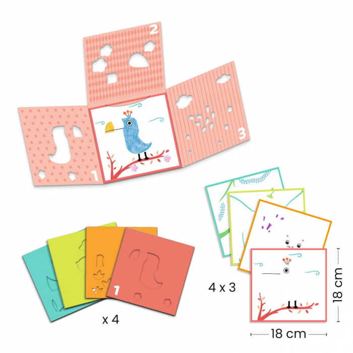 Joc creativ de desen cu sablon, creare imagini prin colorare, Djeco, varsta 3 - 6 ani, Baiat, Fata [4]
