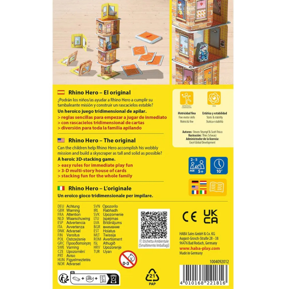Joc de Echilibru Rhino Hero Haba, Constructie Zgarie-Nori 3D, Varsta 5 Ani+ [5]
