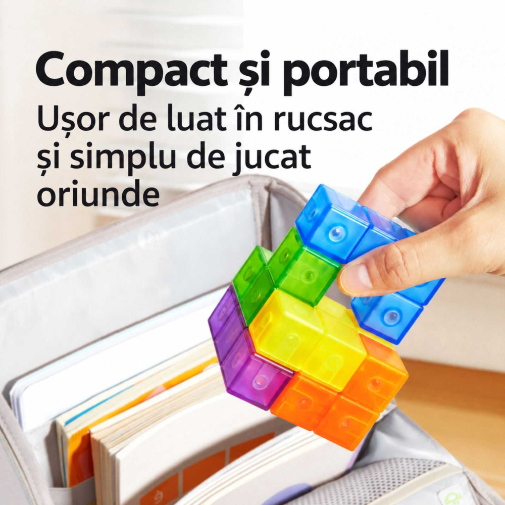 Puzzle 3D cu piese magnetice Mideer, 7 piese si 54 carduri, 6+ ani [3]