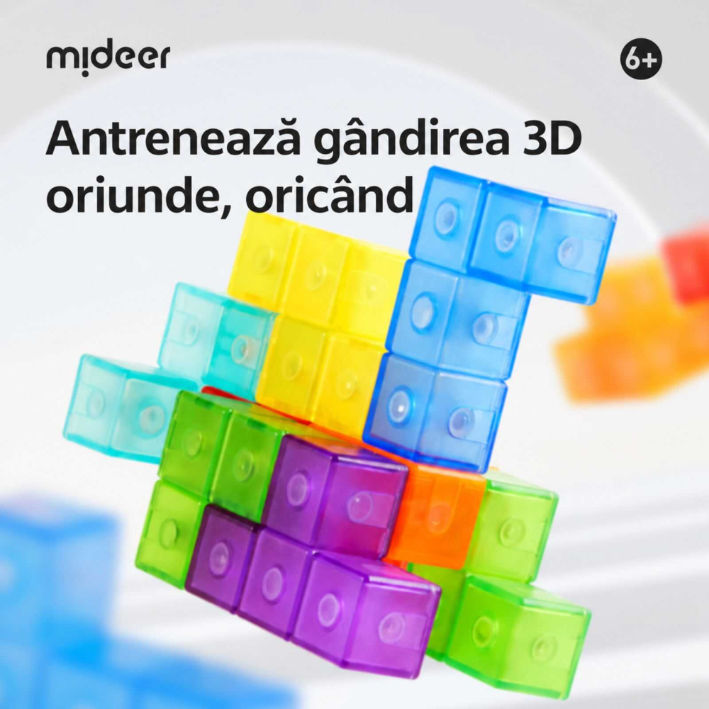 Puzzle 3D cu piese magnetice Mideer, 7 piese si 54 carduri, 6+ ani [4]